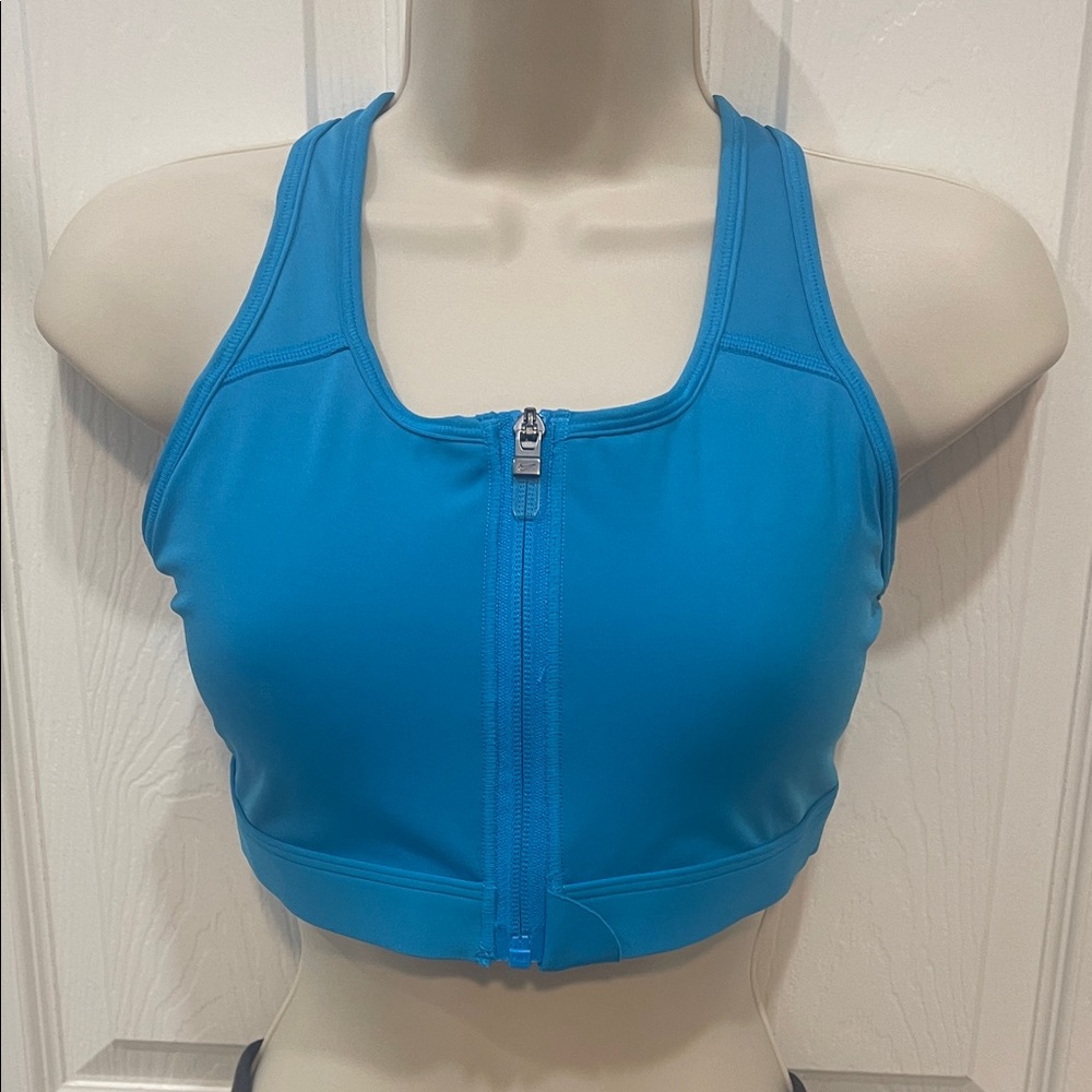 NIKE Dri-Fit  Swoosh Blue Women's Zip-Front Sports Bra size M